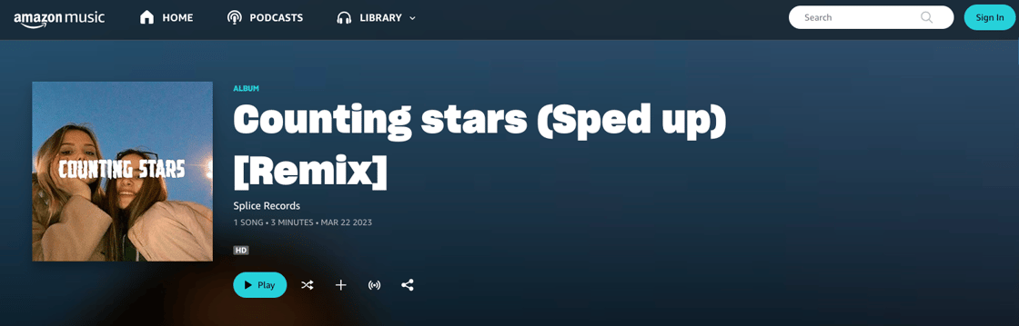 Counting Stars sped up on Amazon Music