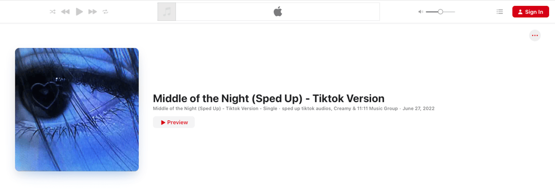 Middle of the Night sped up on Apple Music